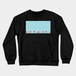 Poppy flowers on blue spotted background Crewneck Sweatshirt